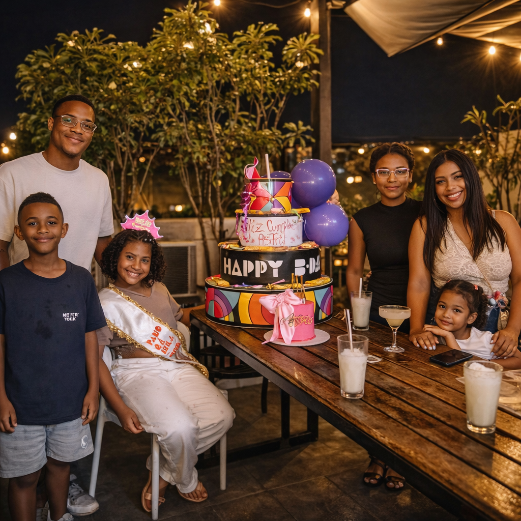 Grupo celebrando cumpleaños en Cartagena en Terraza Panorámica
