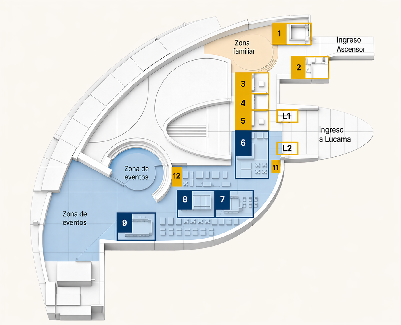 Mapa interactivo de locales disponibles en Terraza Panorámica
